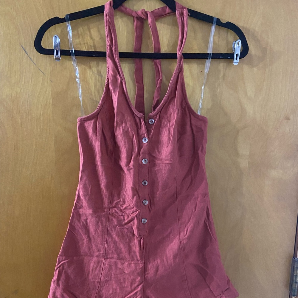 Sky and Sparrow Button Down Halter Romper